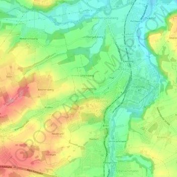 Topografische kaart Ulrichsberg, hoogte, reliëf