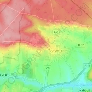 Topografische kaart La Sablonnière, hoogte, reliëf