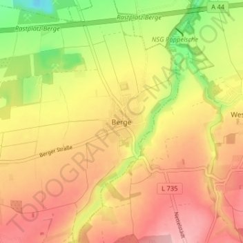 Topografische kaart Berge, hoogte, reliëf