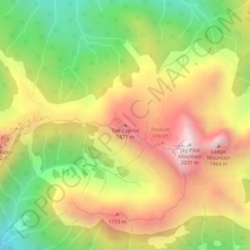 Topografische kaart The Copilot, hoogte, reliëf