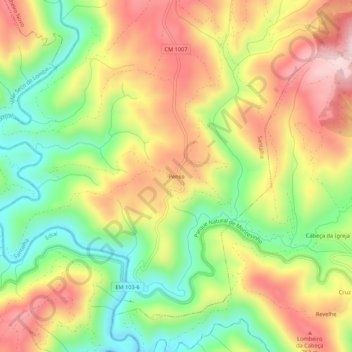 Topografische kaart Penso, hoogte, reliëf