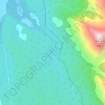 Topografische kaart Siffleur Falls, hoogte, reliëf