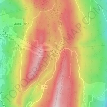 Topografische kaart La Praille, hoogte, reliëf