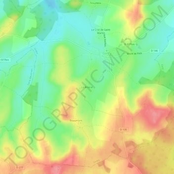 Topografische kaart La Brosse, hoogte, reliëf