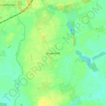 Topografische kaart Great Kelk, hoogte, reliëf