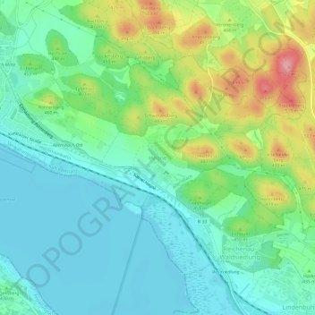 Topografische kaart Hegne, hoogte, reliëf