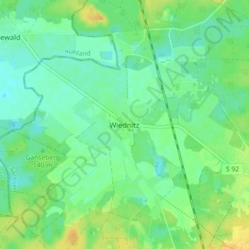 Topografische kaart Wiednitz, hoogte, reliëf