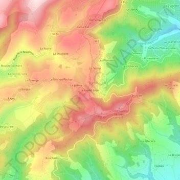 Topografische kaart Le Grand Logis, hoogte, reliëf