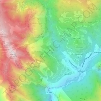 Topografische kaart Le Blaquet, hoogte, reliëf