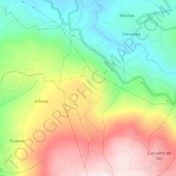 Topografische kaart Senhora do Castelo, hoogte, reliëf