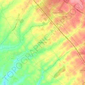 Topografische kaart Montagnano, hoogte, reliëf