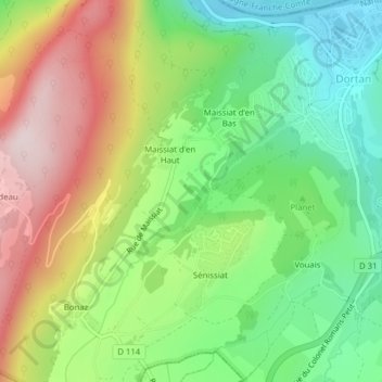 Topografische kaart Le Gotard, hoogte, reliëf
