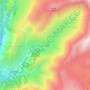 Topografische kaart Le Sert, hoogte, reliëf