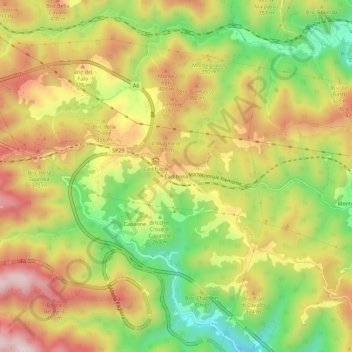 Topografische kaart Cadibona, hoogte, reliëf