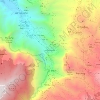 Topografische kaart Los Berrazales, hoogte, reliëf