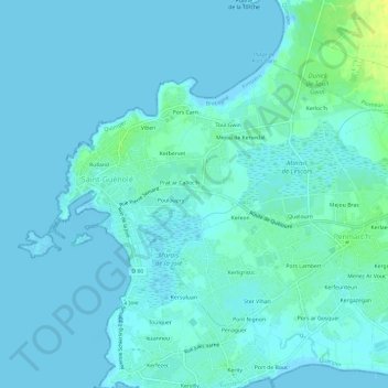 Topografische kaart Kerameil, hoogte, reliëf