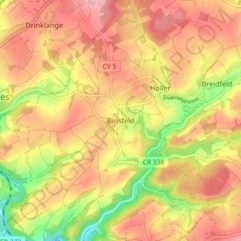 Topografische kaart Binsfeld, hoogte, reliëf