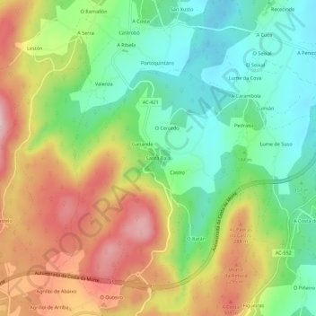 Topografische kaart Santa Baia, hoogte, reliëf