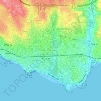 Topografische kaart Carcavelos, hoogte, reliëf