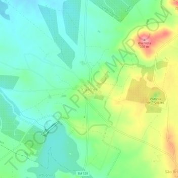 Topografische kaart Trigaches, hoogte, reliëf