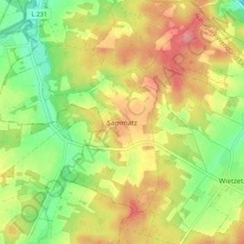 Topografische kaart Sammatz, hoogte, reliëf