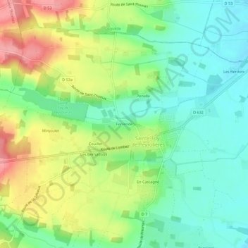 Topografische kaart Ferrende, hoogte, reliëf