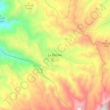 Topografische kaart la chorrera del Guilque, hoogte, reliëf