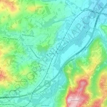 Topografische kaart Alanno Scalo, hoogte, reliëf