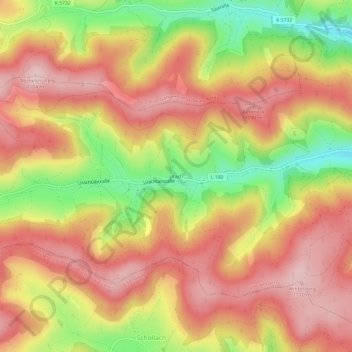 Topografische kaart Urach, hoogte, reliëf
