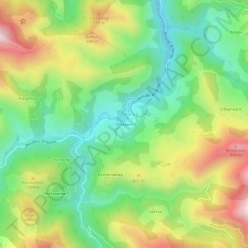 Topografische kaart Olhaberri, hoogte, reliëf