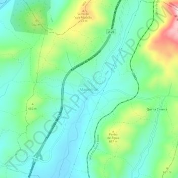 Topografische kaart Maçainhas, hoogte, reliëf