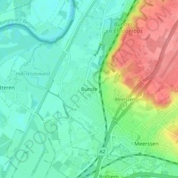 Topografische kaart Bunde, hoogte, reliëf