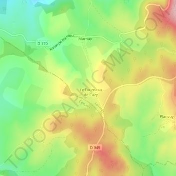Topografische kaart Cusy, hoogte, reliëf