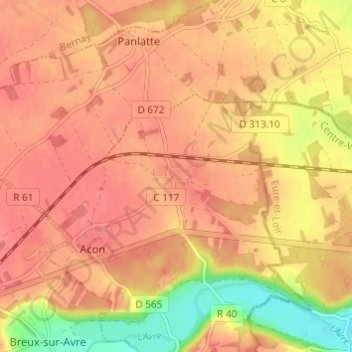 Topografische kaart Le Mesnil, hoogte, reliëf