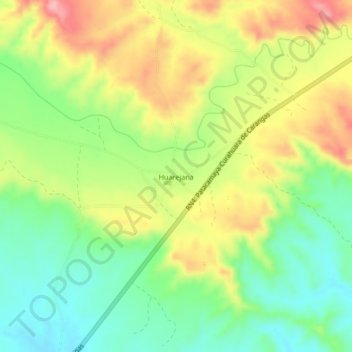 Topografische kaart Huarejana, hoogte, reliëf
