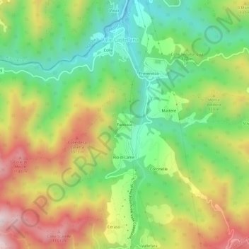 Topografische kaart Fornisco, hoogte, reliëf