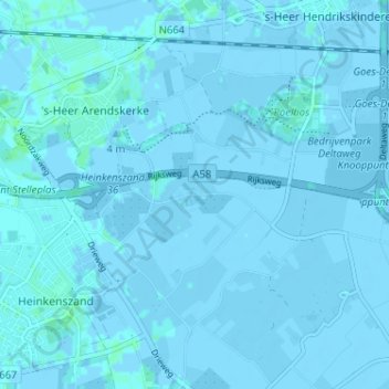 Topografische kaart Baarsdorp, hoogte, reliëf