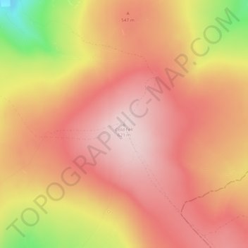 Topografische kaart Cold Fell, hoogte, reliëf