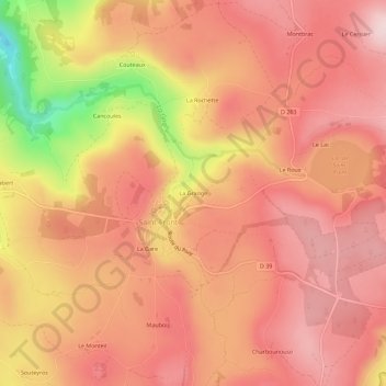 Topografische kaart La Grange, hoogte, reliëf