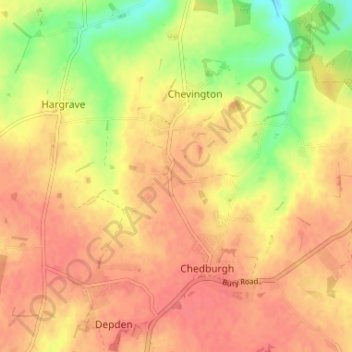 Topografische kaart Tan Office Green, hoogte, reliëf