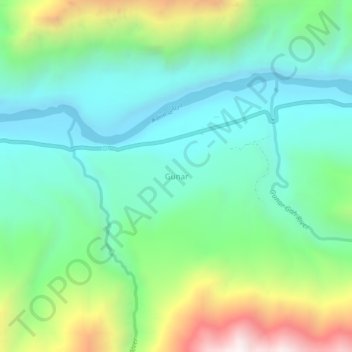Topografische kaart Gunar, hoogte, reliëf