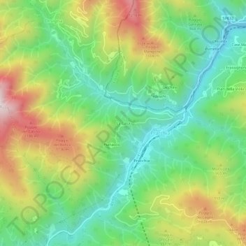 Topografische kaart La Casa, hoogte, reliëf