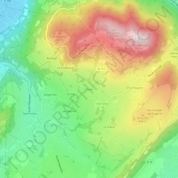 Topografische kaart Cholet, hoogte, reliëf