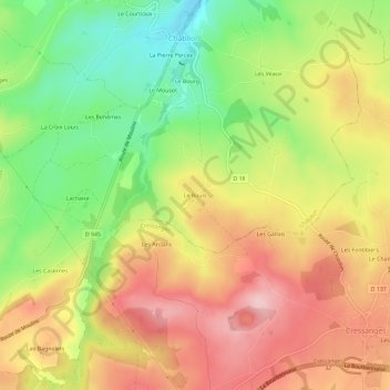 Topografische kaart Le Bouis, hoogte, reliëf