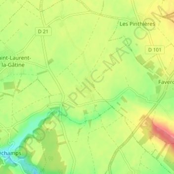 Topografische kaart L'Aumône, hoogte, reliëf