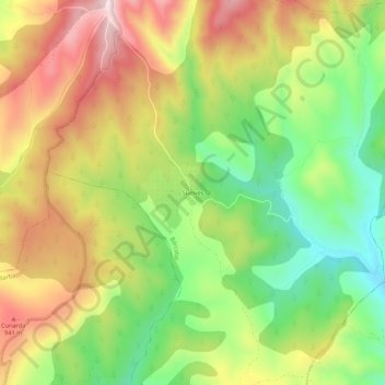 Topografische kaart Suelves, hoogte, reliëf