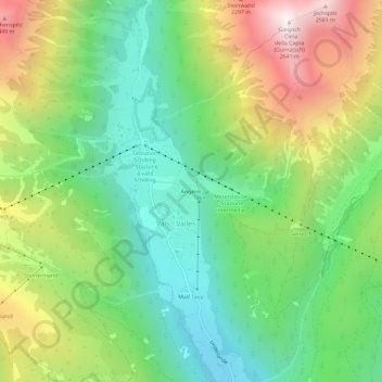 Topografische kaart Angerer, hoogte, reliëf