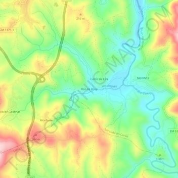 Topografische kaart Flor da Rosa, hoogte, reliëf