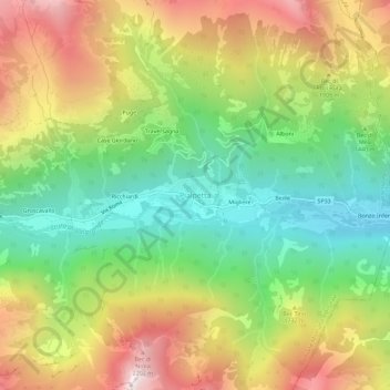 Topografische kaart Pialpetta, hoogte, reliëf