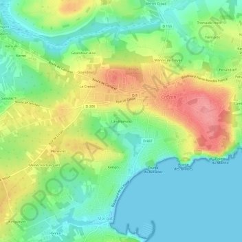 Topografische kaart Landromiou, hoogte, reliëf
